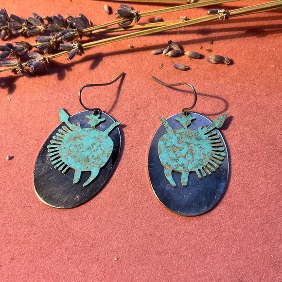 Jewelry - Native American Copper on Silver Earrings